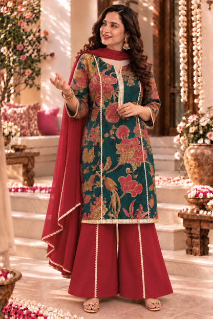 Basant Bahar Suit Set With Floral Print