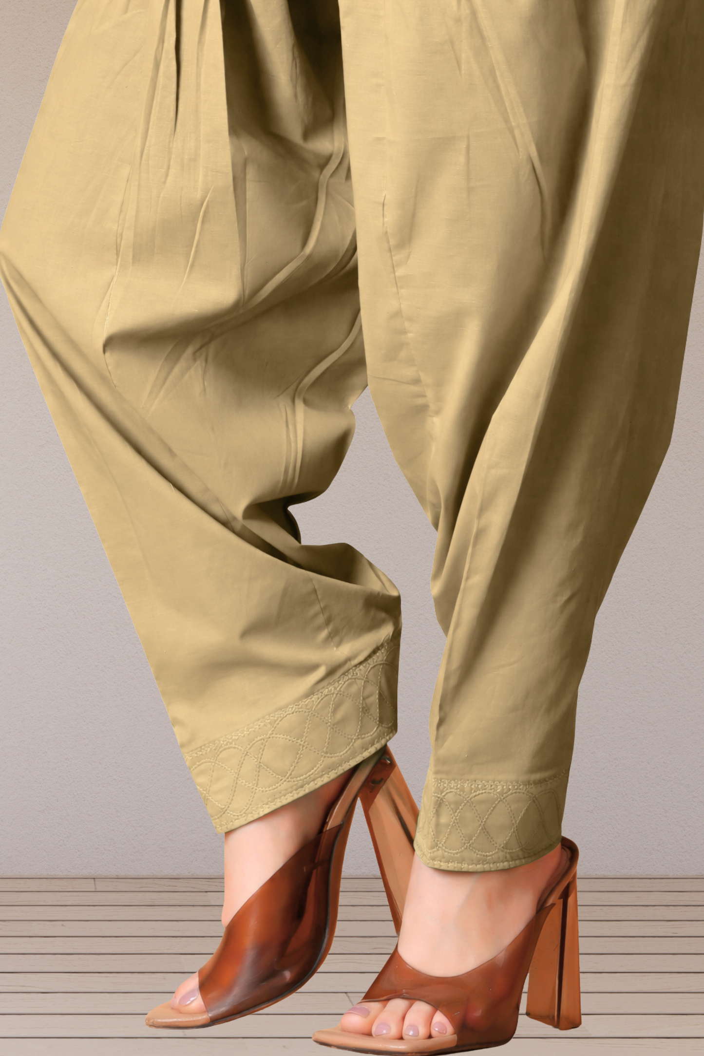 Beige Cotton Patiala Salwar