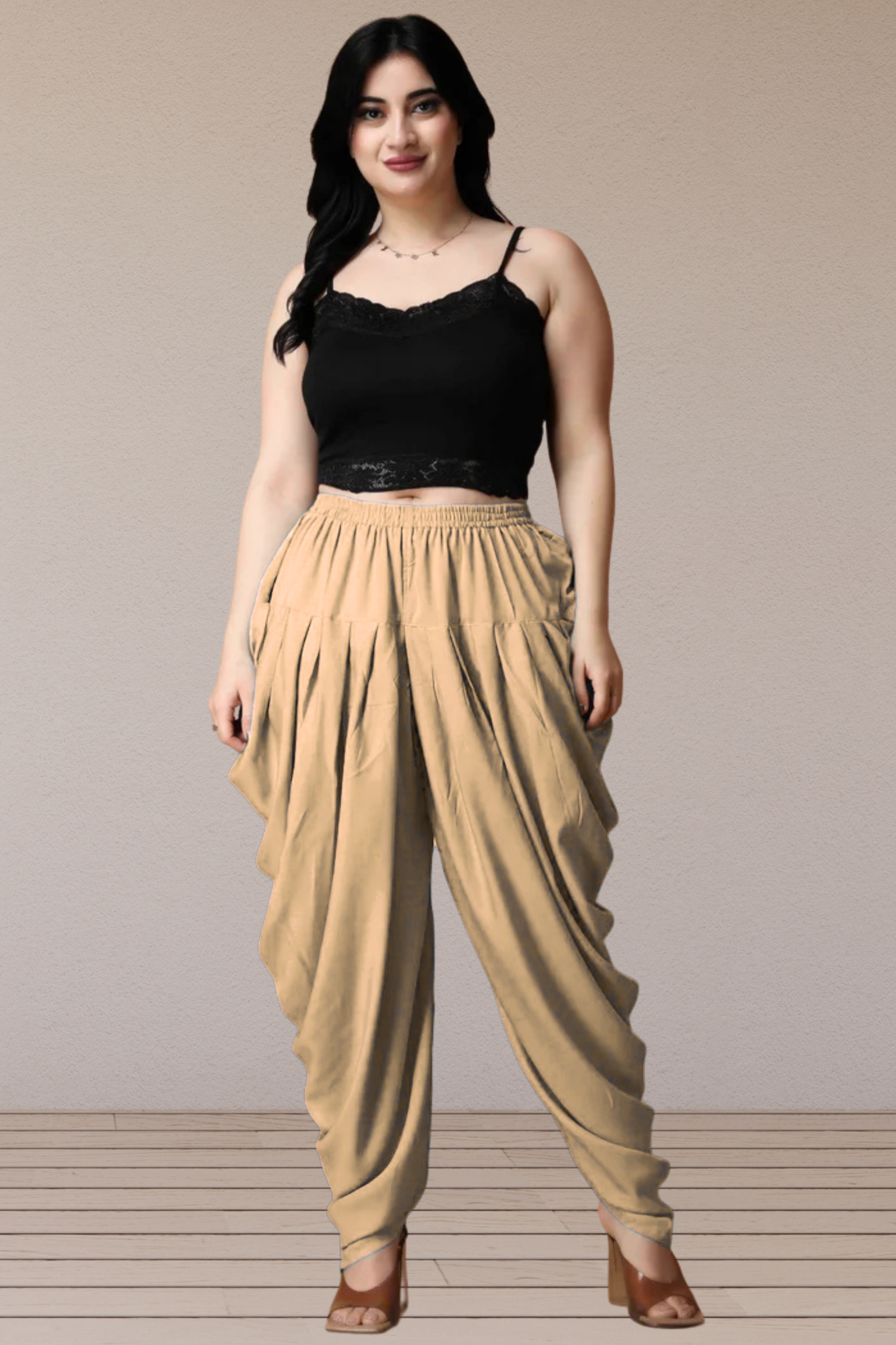 Beige Belted Dhoti Salwar