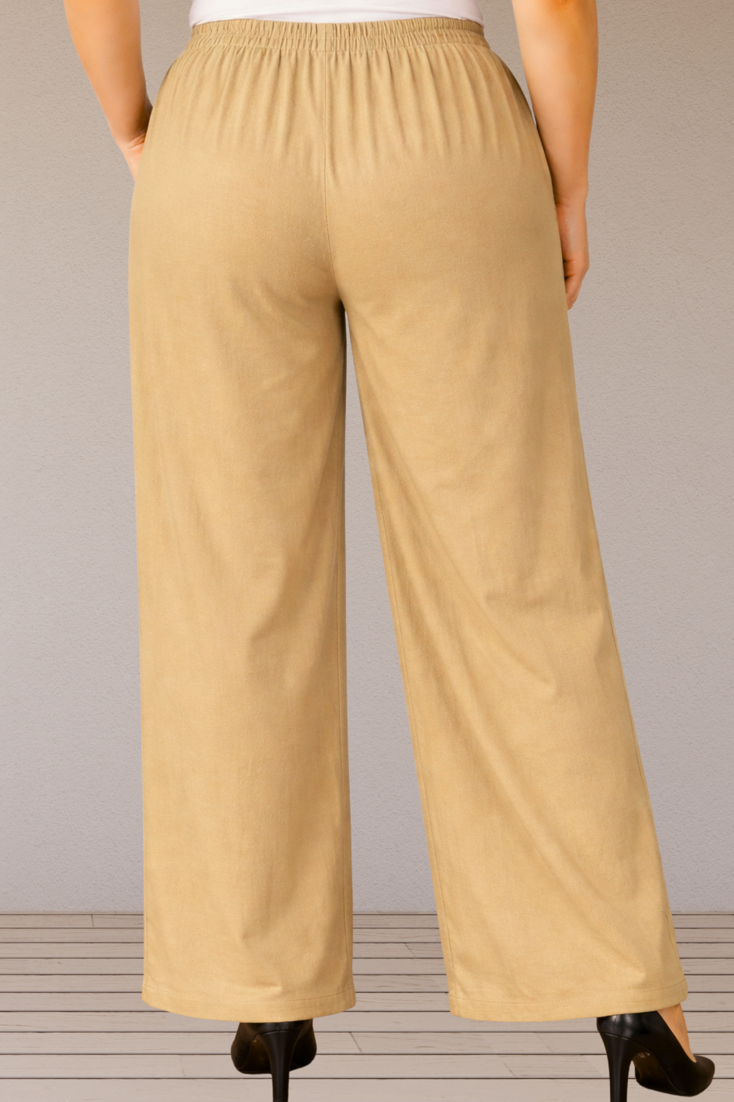 Beige Belted Rayon Loose Palazzo