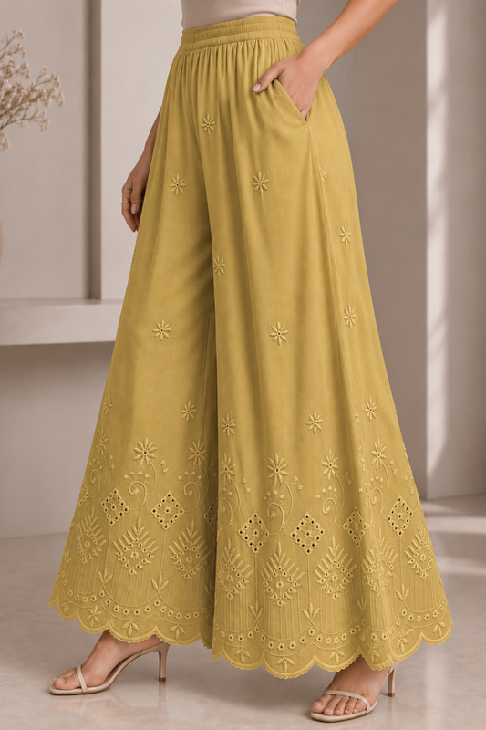 Beige Chikankari Skirt Palazzo