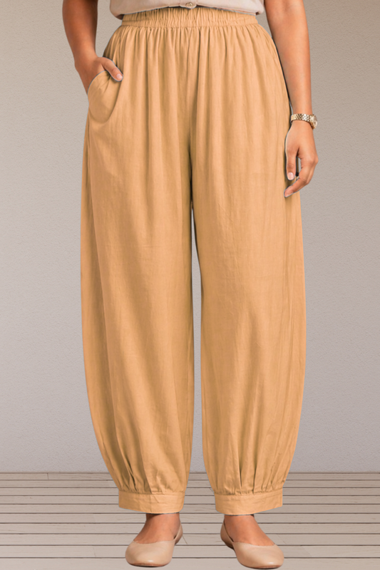 Beige Cotton Afghani Pants