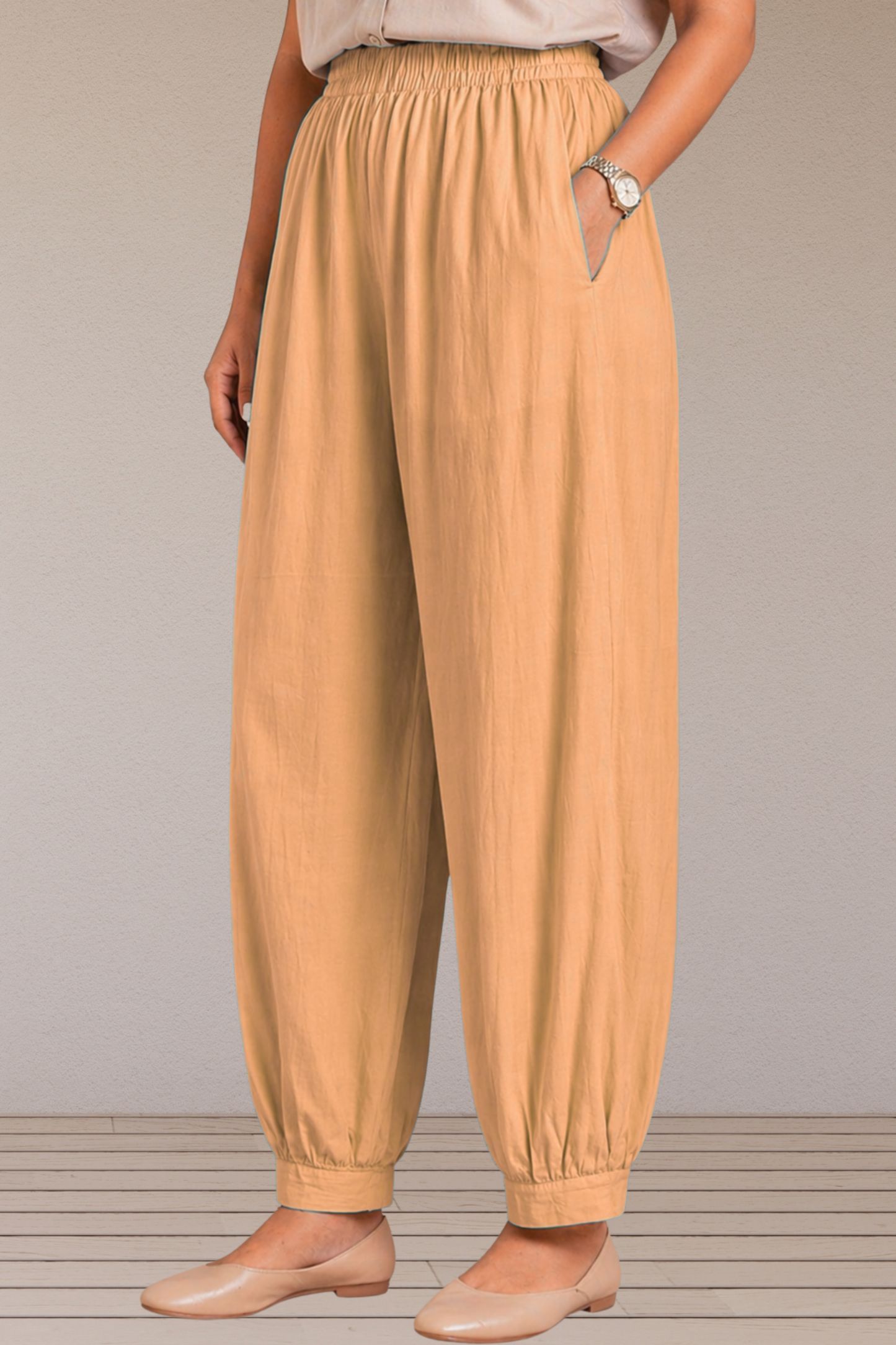 Beige Cotton Afghani Pants