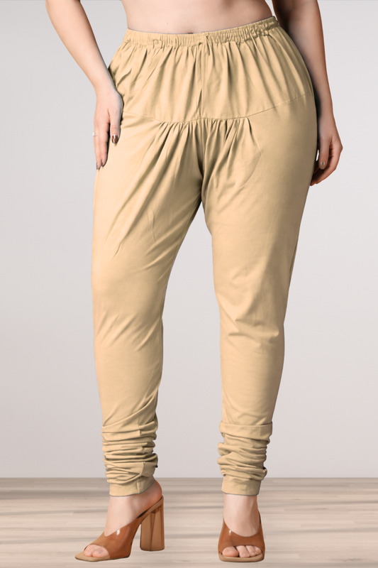 Beige Cotton Churidar Pants
