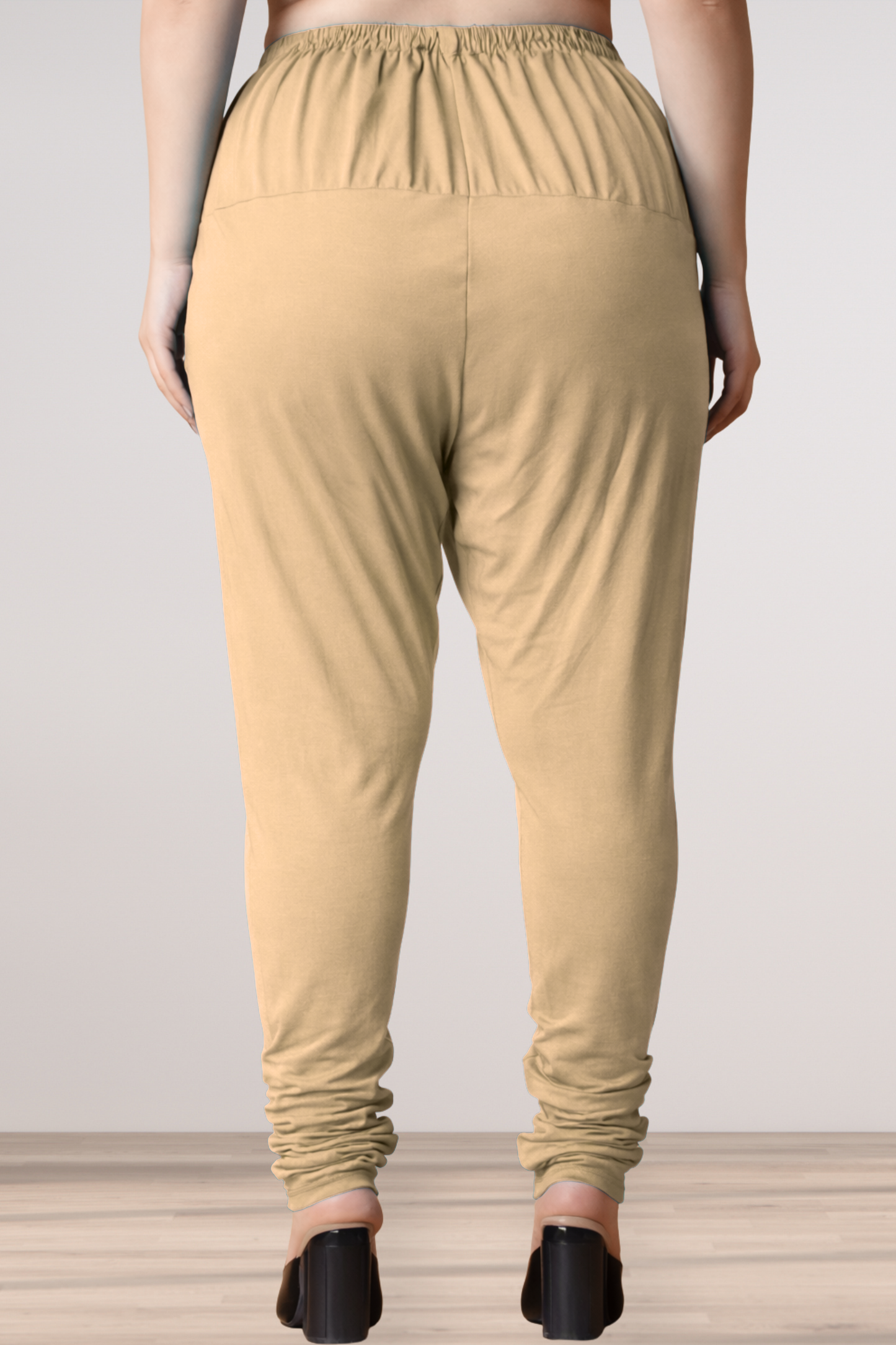 Beige Cotton Churidar Pants