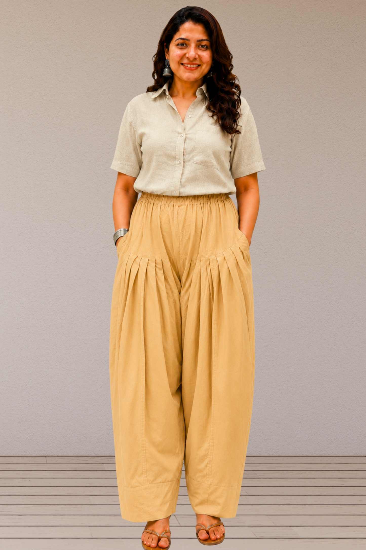 Beige Cotton Farshi Salwar