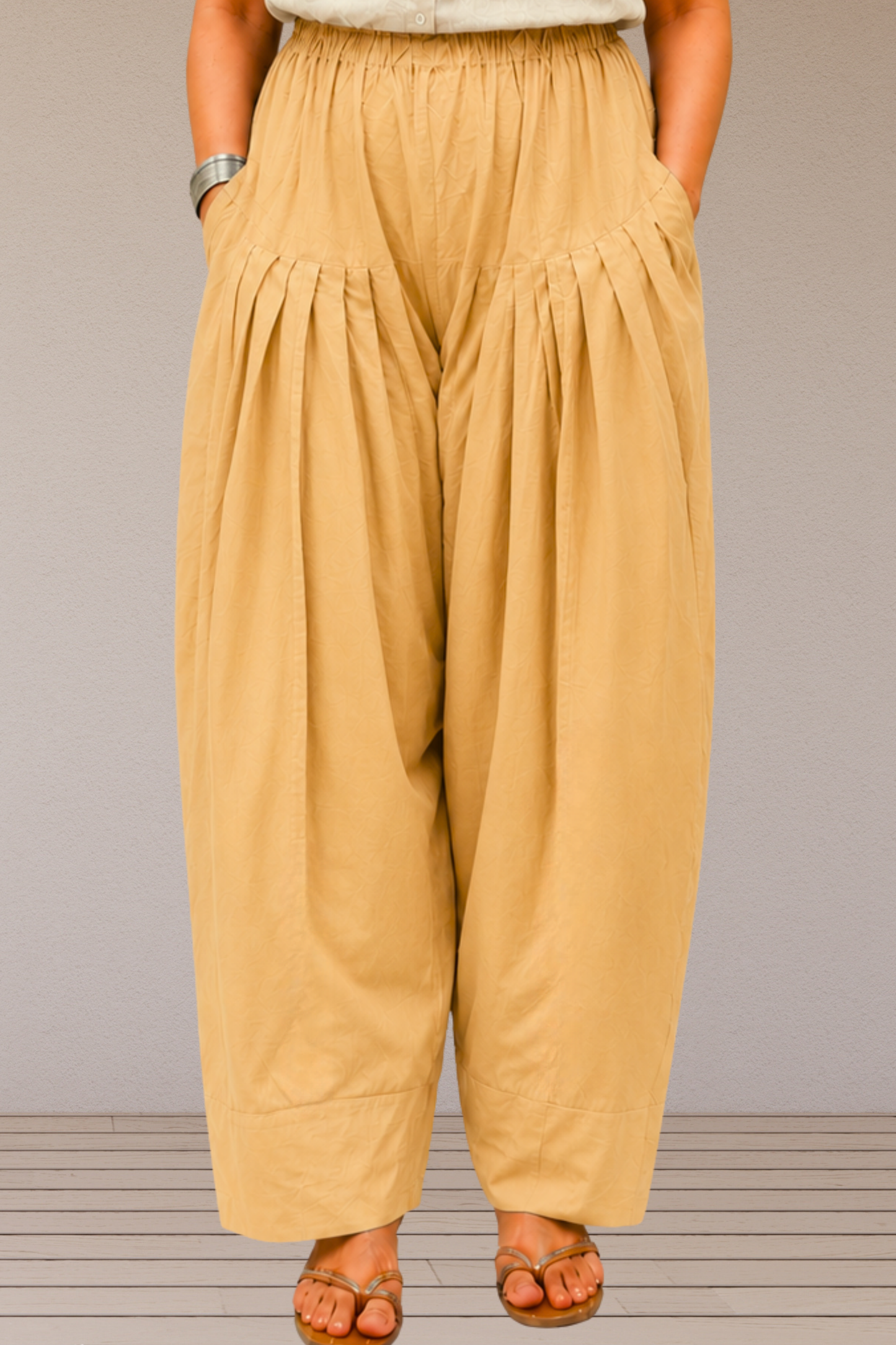 Beige Cotton Farshi Salwar