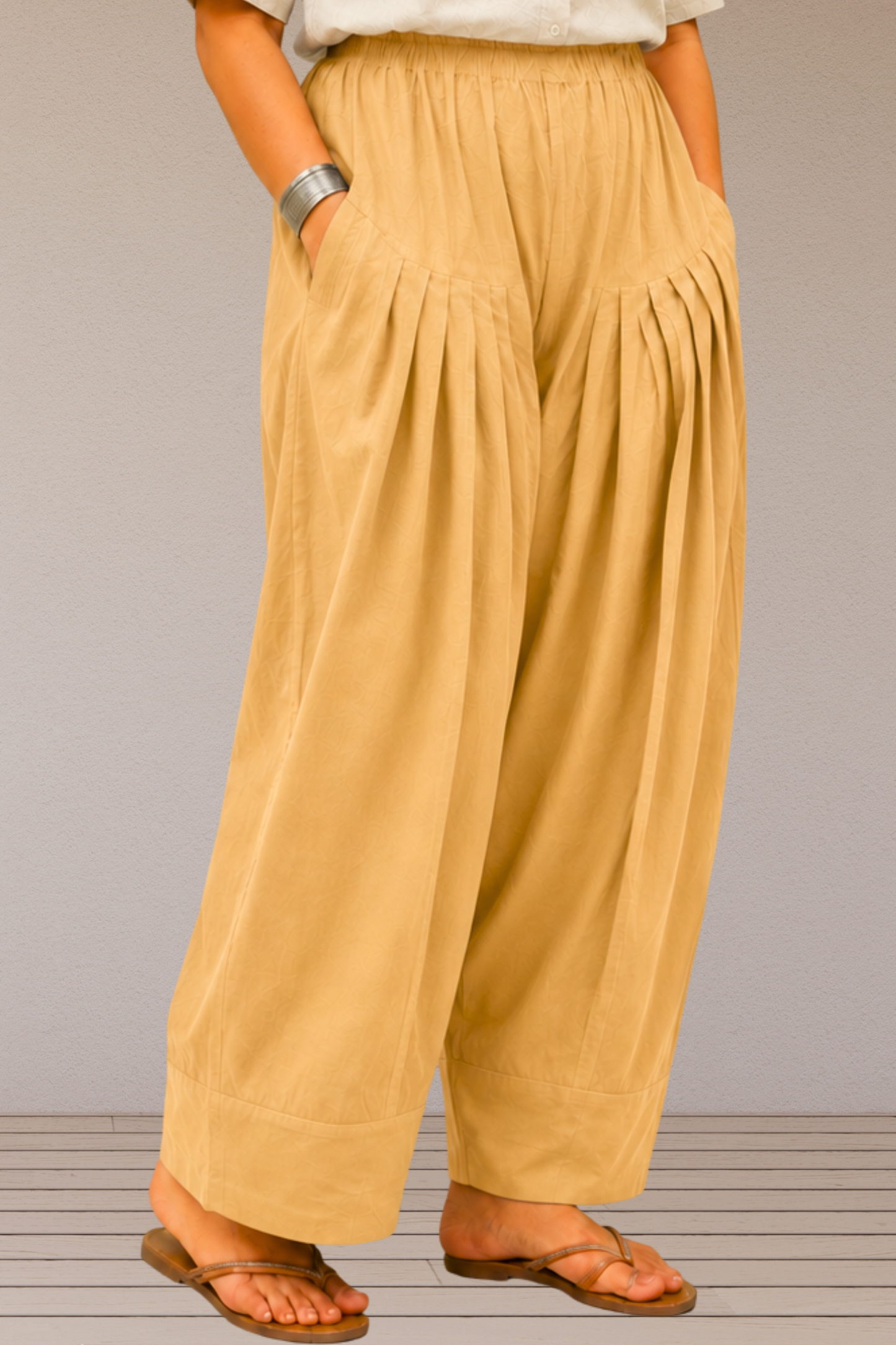 Beige Cotton Farshi Salwar