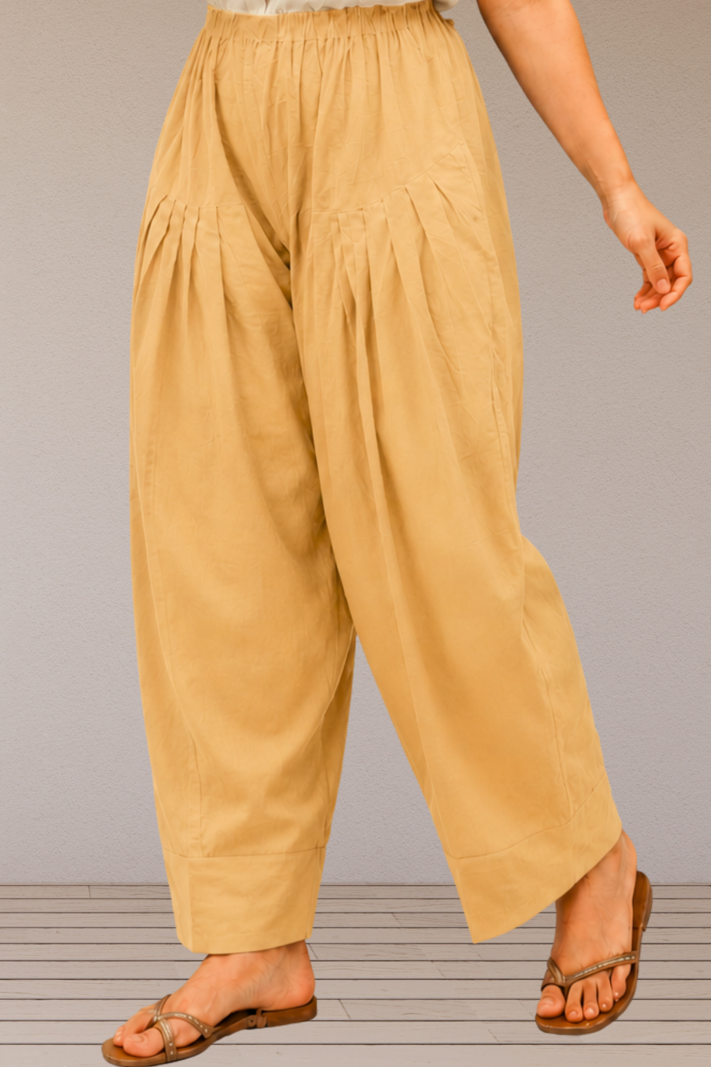 Beige Cotton Farshi Salwar