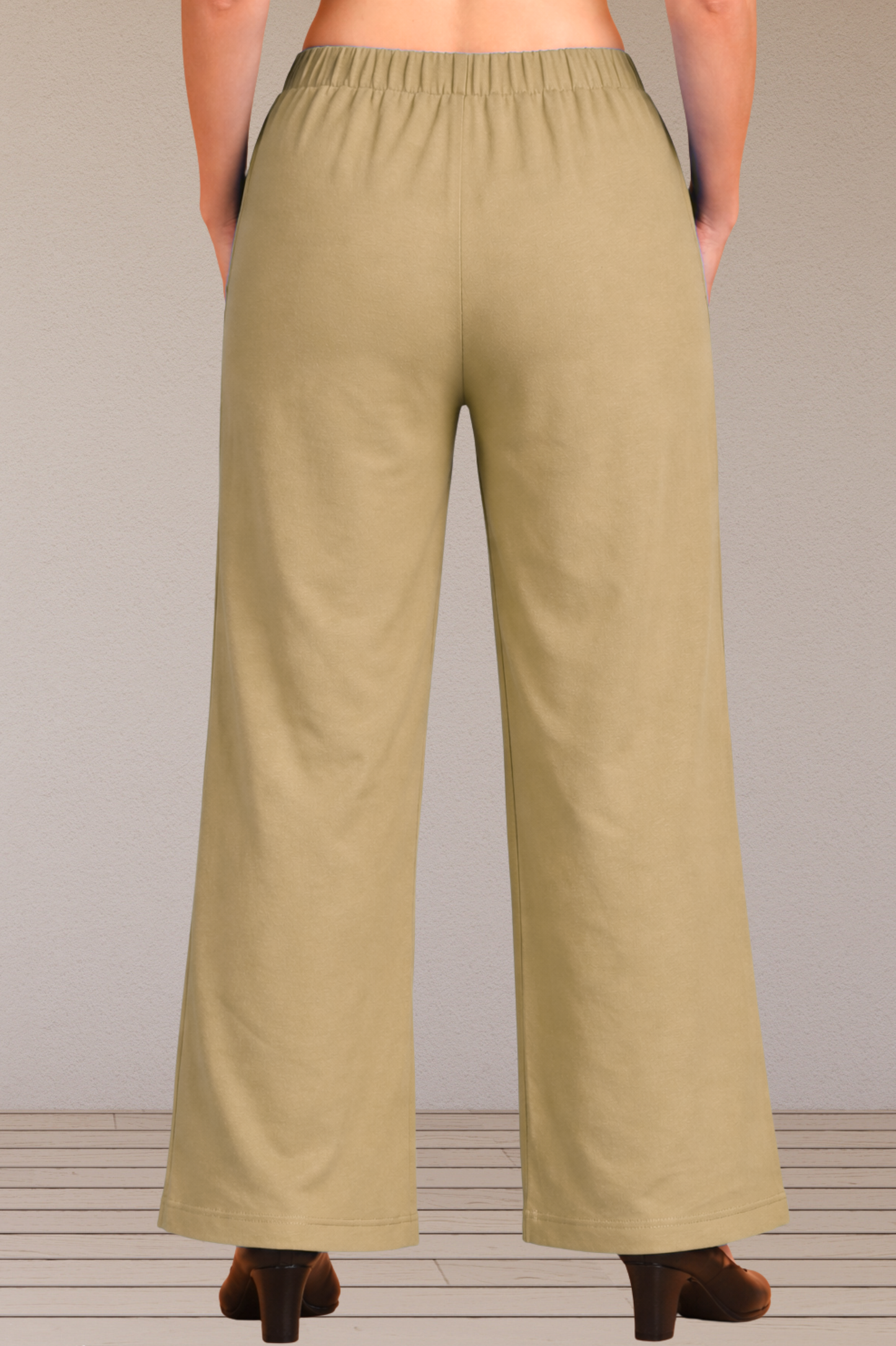 Beige Cotton Linen Flared Pant