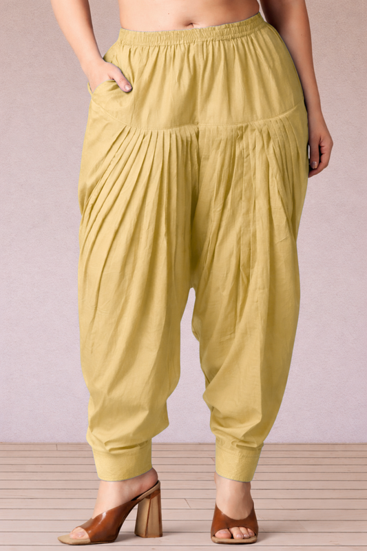 Beige Cotton Patiala Salwar
