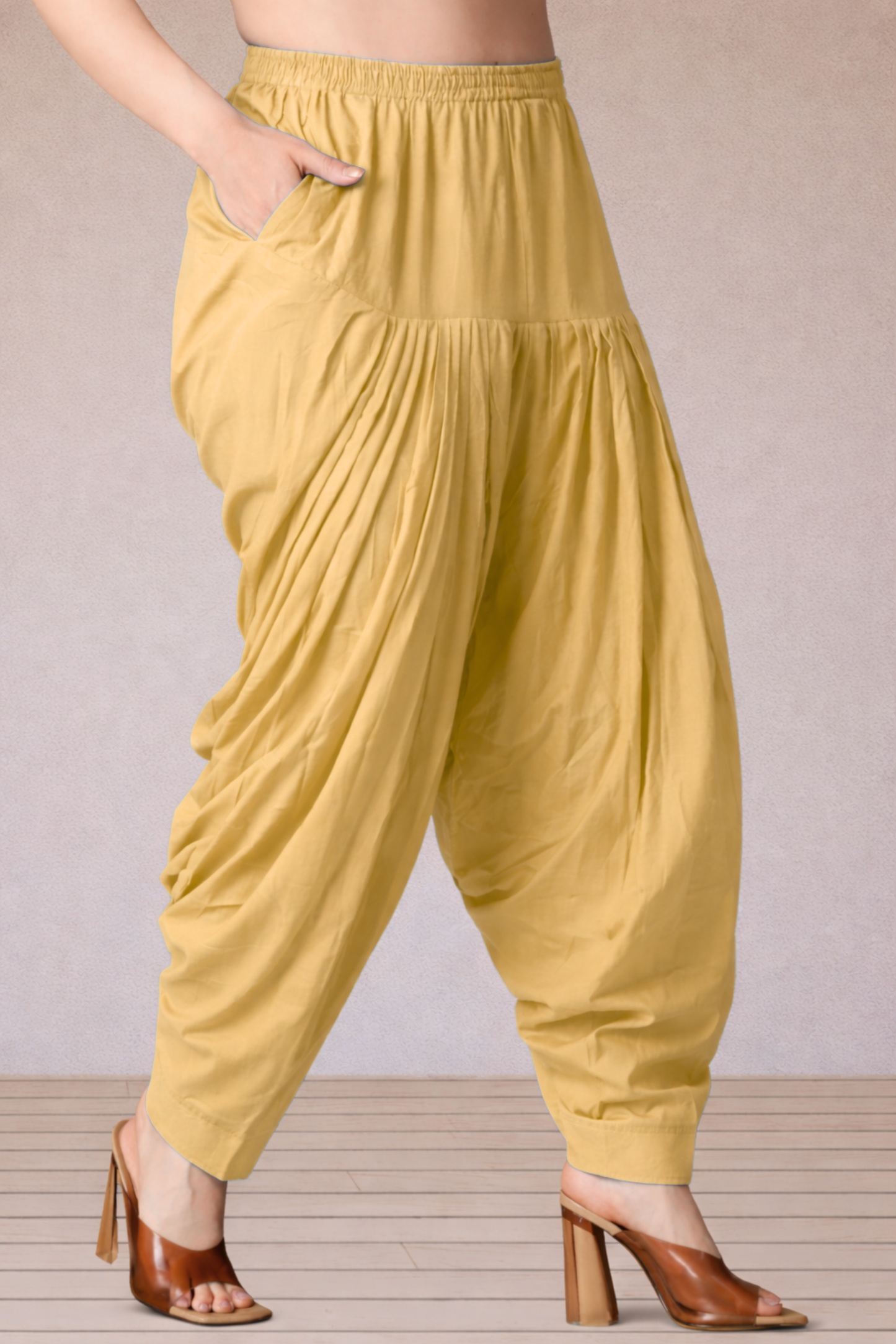 Beige Cotton Patiala Salwar