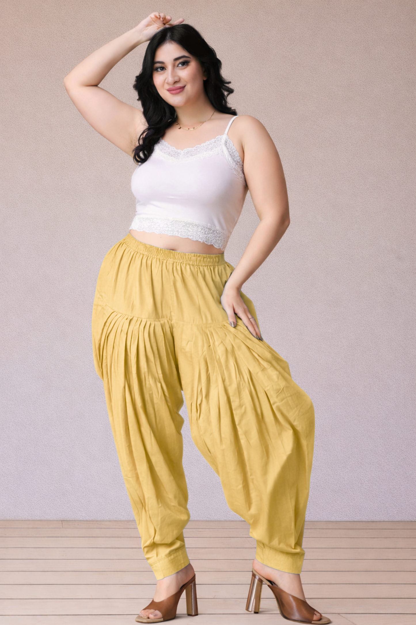 Beige Cotton Patiala Salwar