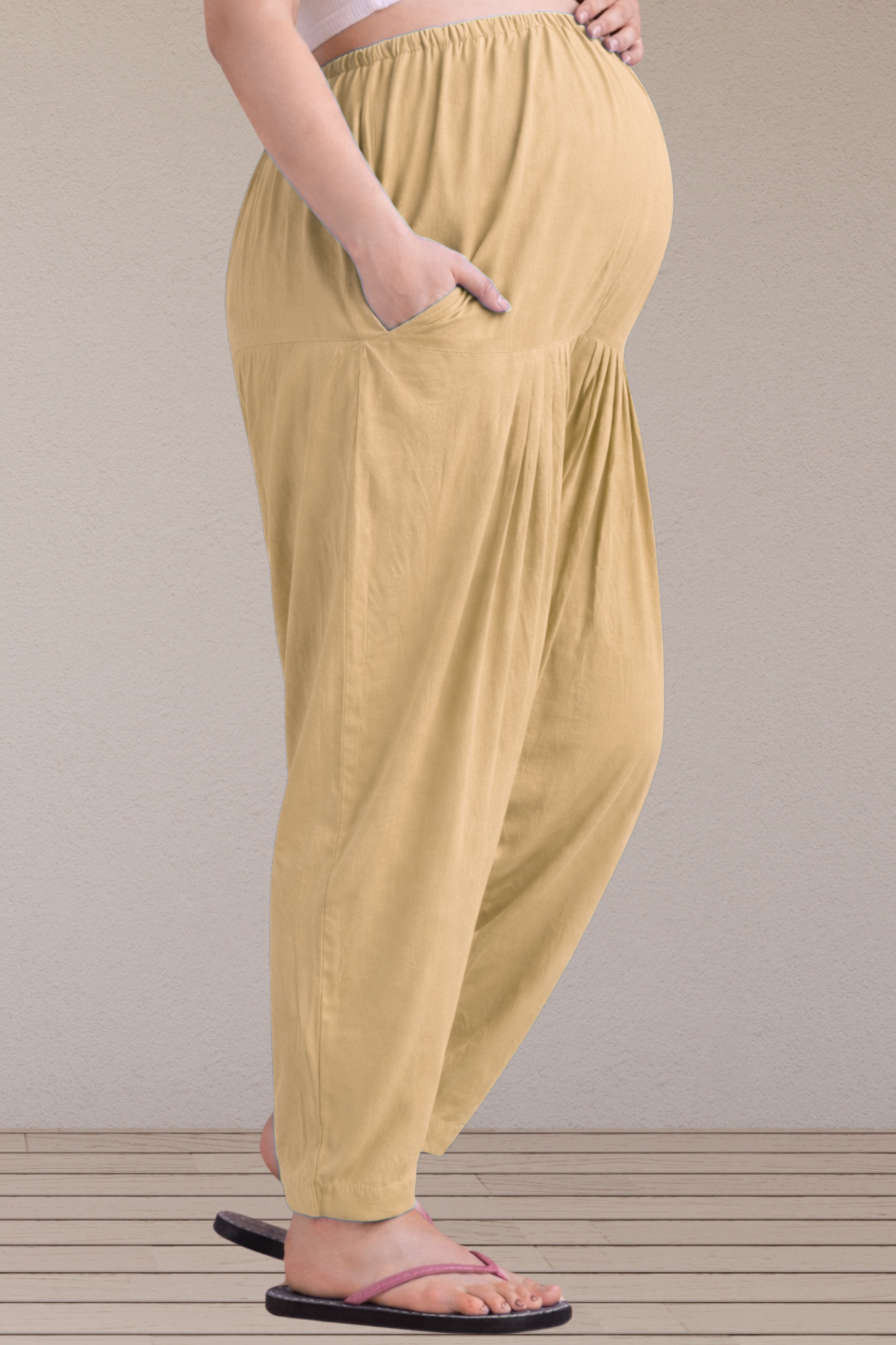 Beige Easy Fit Rayon Maternity Salwar