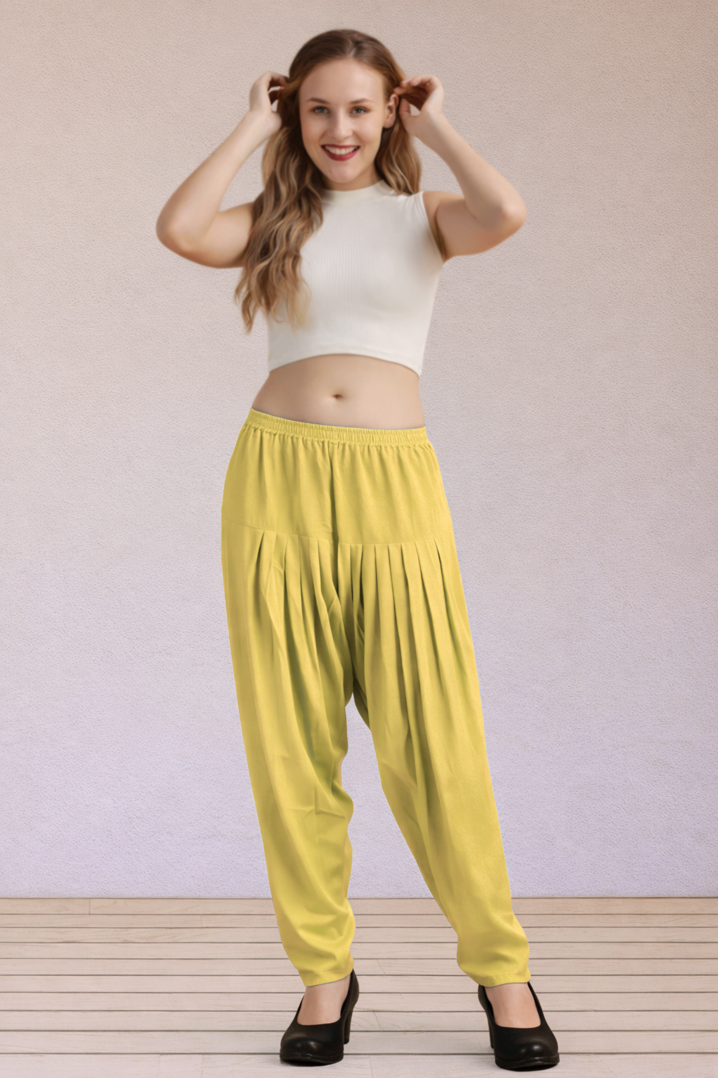 Beige Easy Fit Rayon Salwar