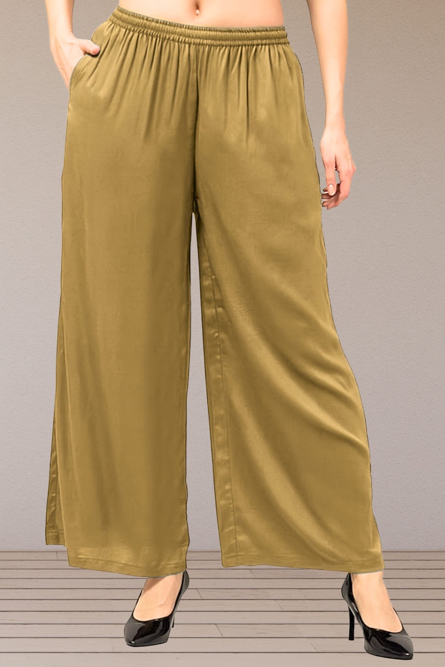 Beige Flared Palazzo Pant