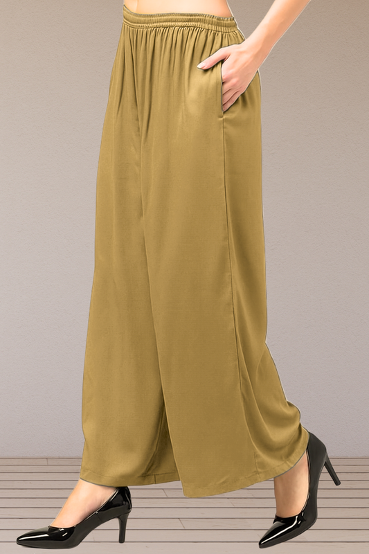 Beige Flared Palazzo Pant