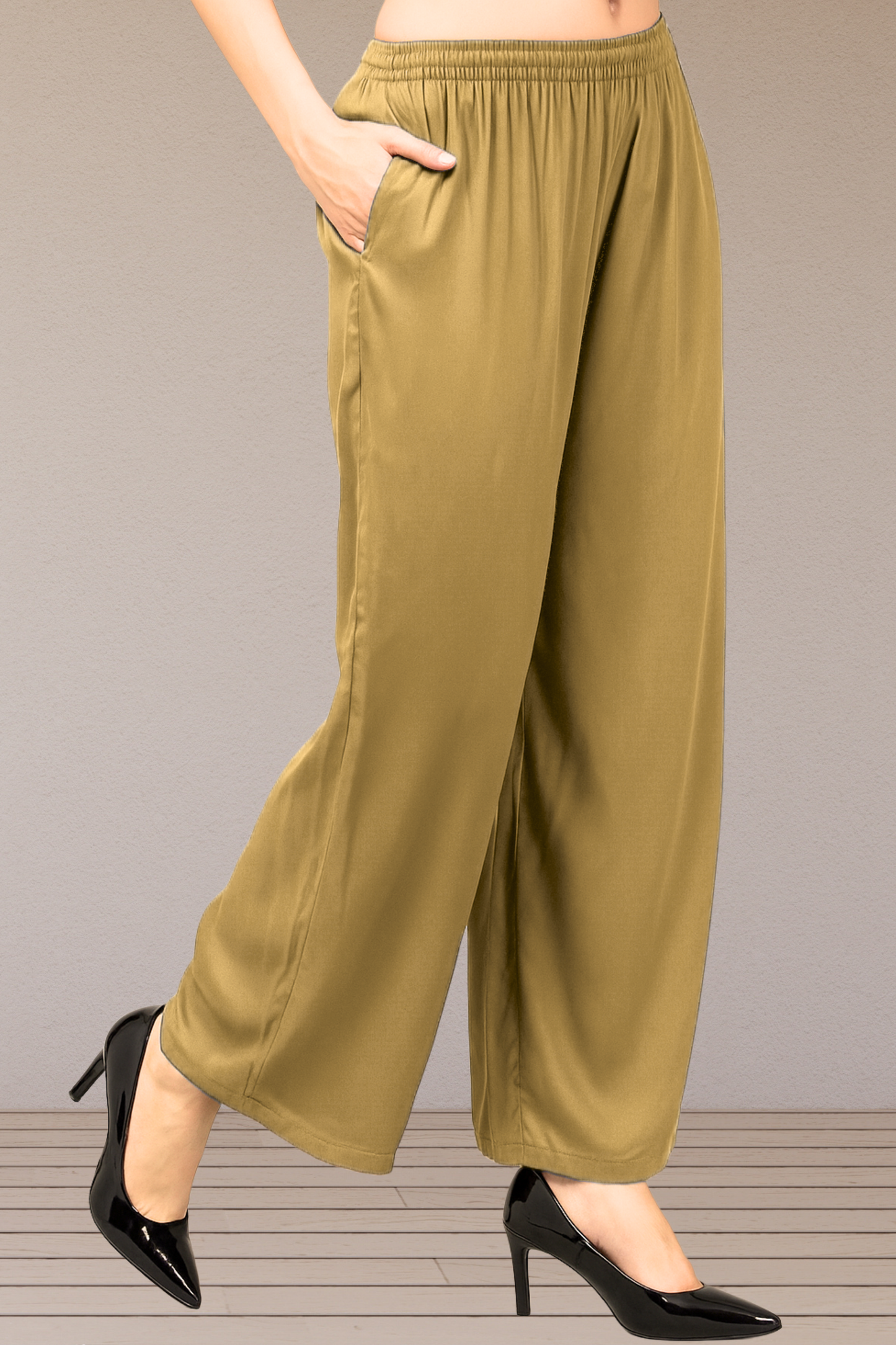 Beige Flared Palazzo Pant