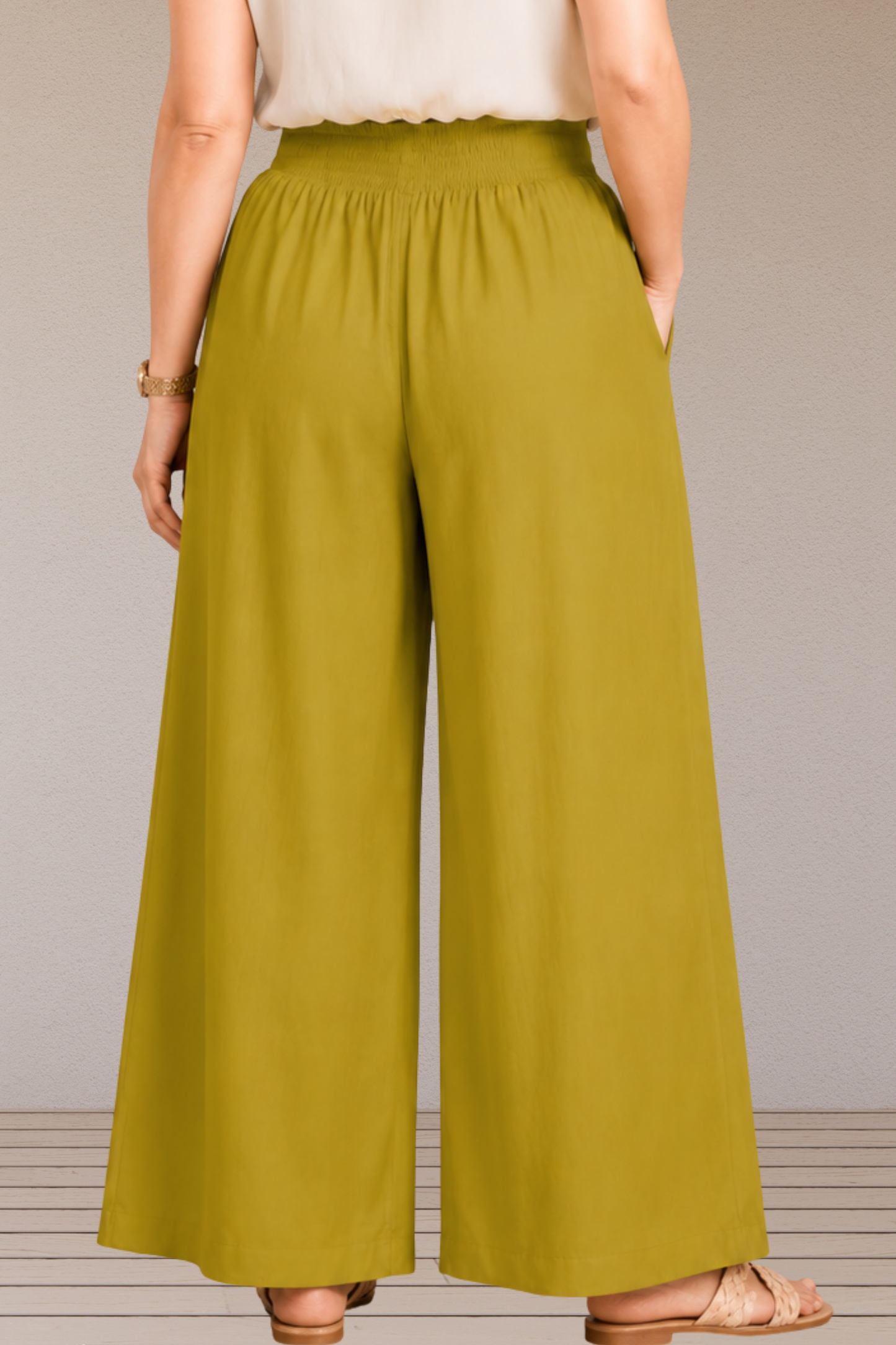Beige Flared Palazzo Pant