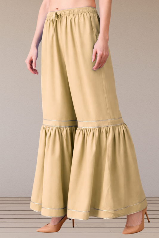 Beige Frilled Rayon Sharara
