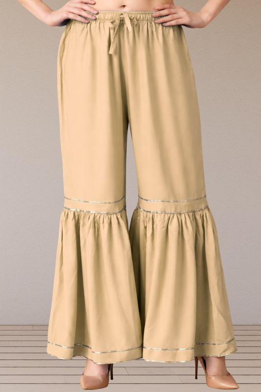 Beige Frilled Rayon Sharara