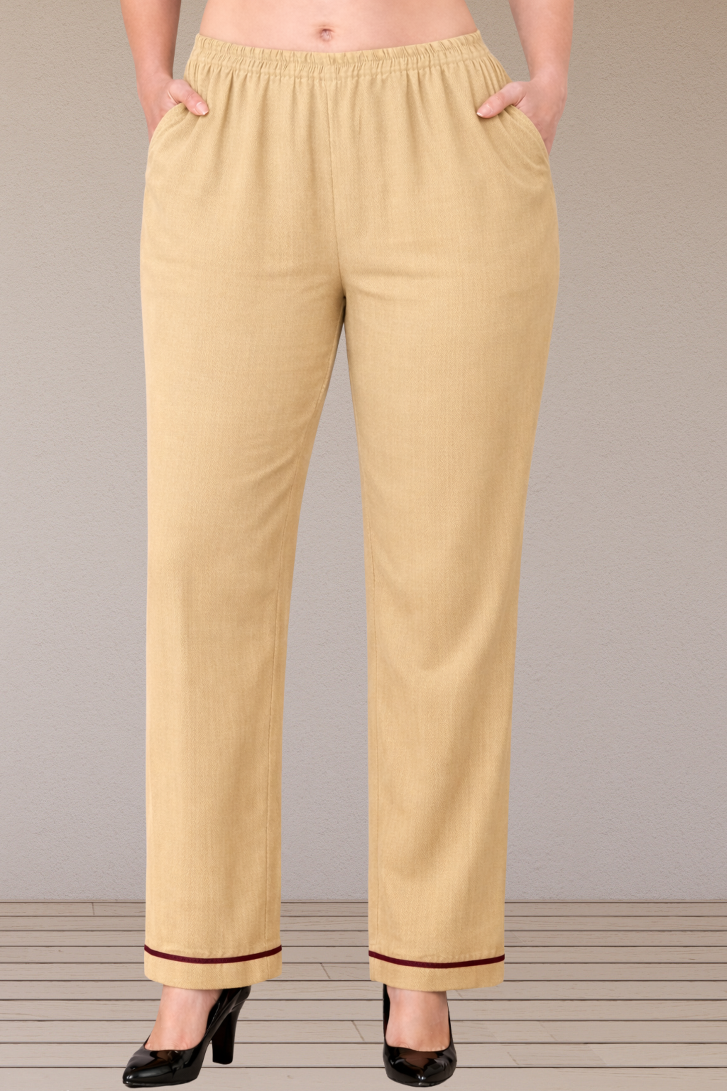 Beige Hemline Rayon Palazzo