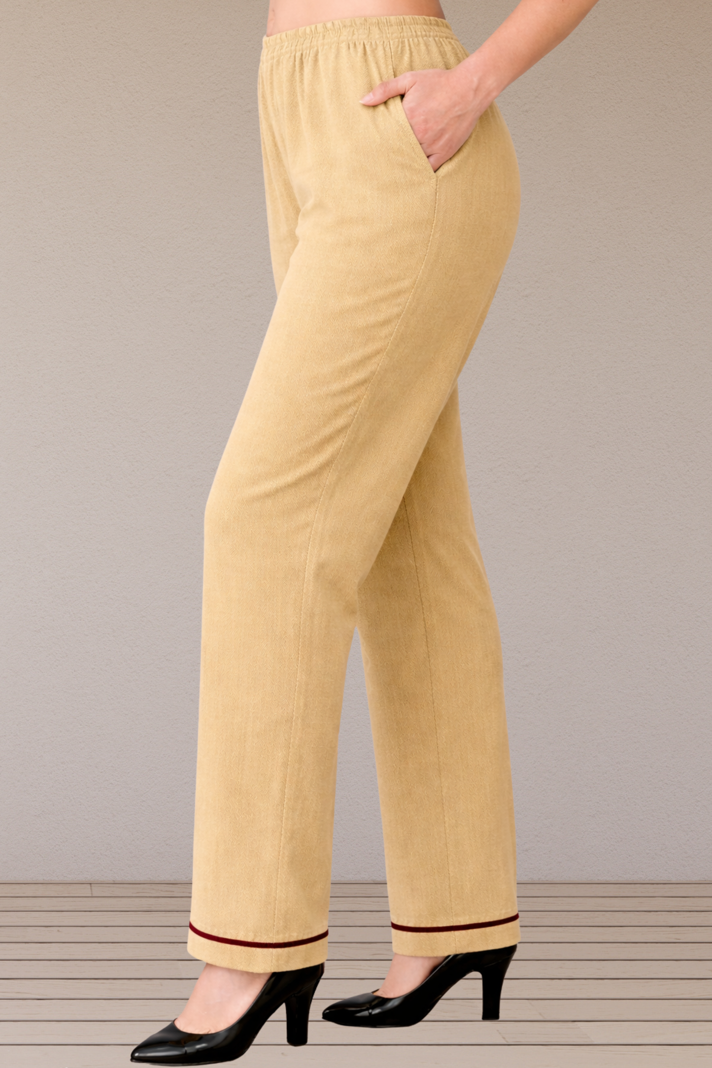 Beige Hemline Rayon Palazzo