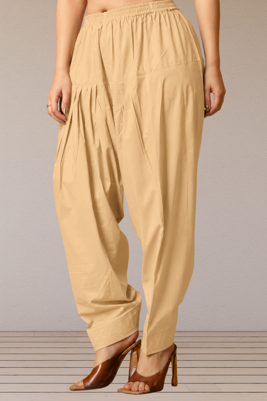 Beige Classic Cotton Salwar With Pocket