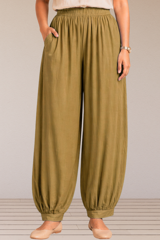 Beige Rayon Afghani Pants