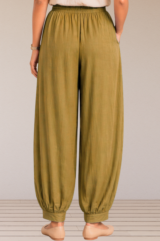 Beige Rayon Afghani Pants
