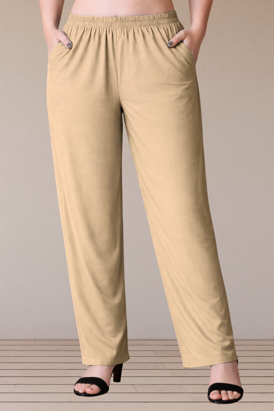 Beige Rayon Kurti Pant