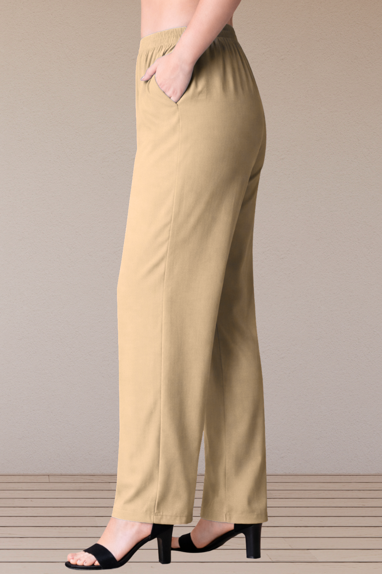 Beige Rayon Kurti Pant