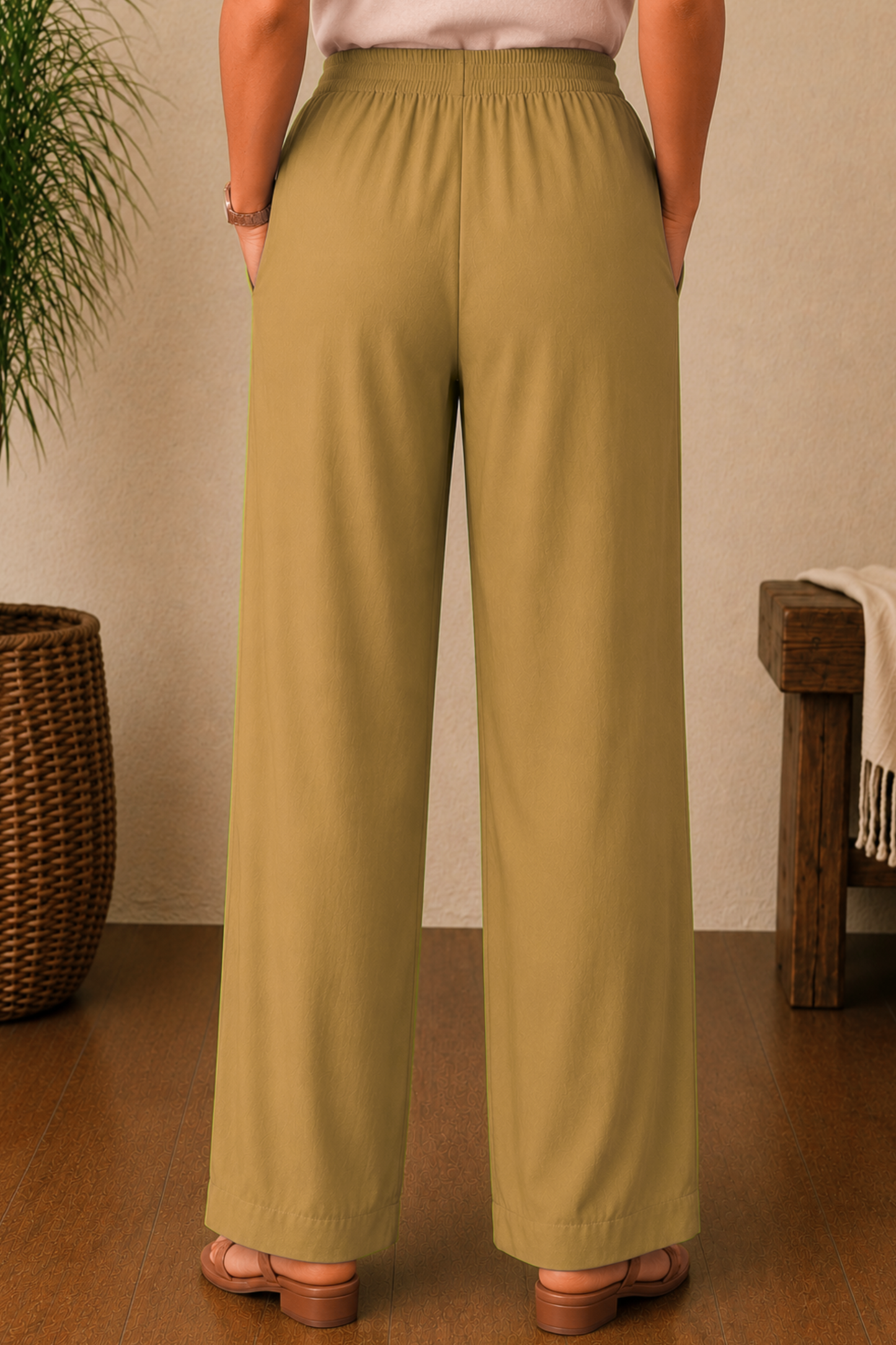 Beige Rayon Kurti Pant