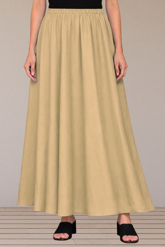 Beige Rayon Long Skirt