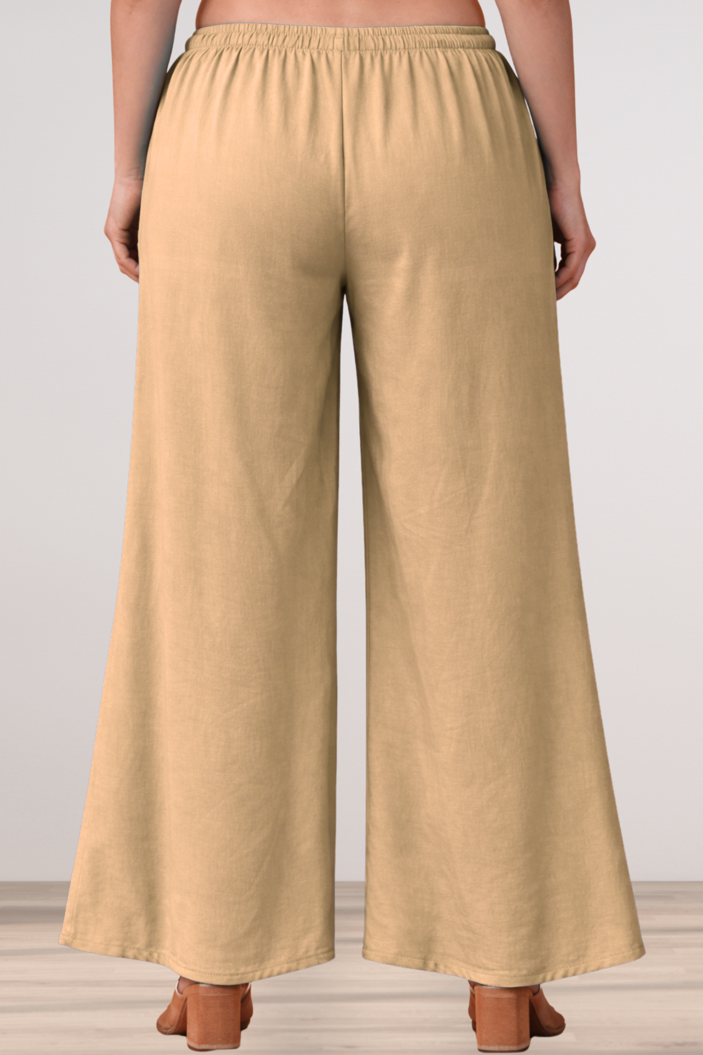 Beige Rayon Loose Palazzo