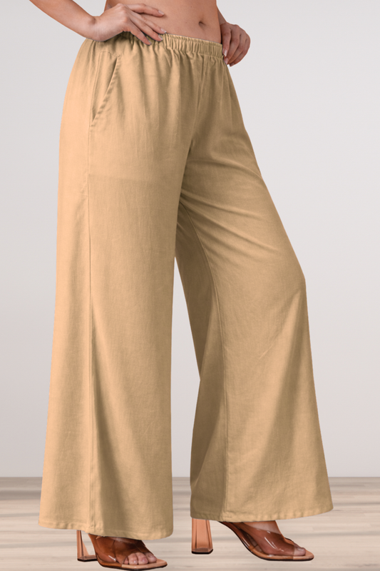 Beige Rayon Loose Palazzo