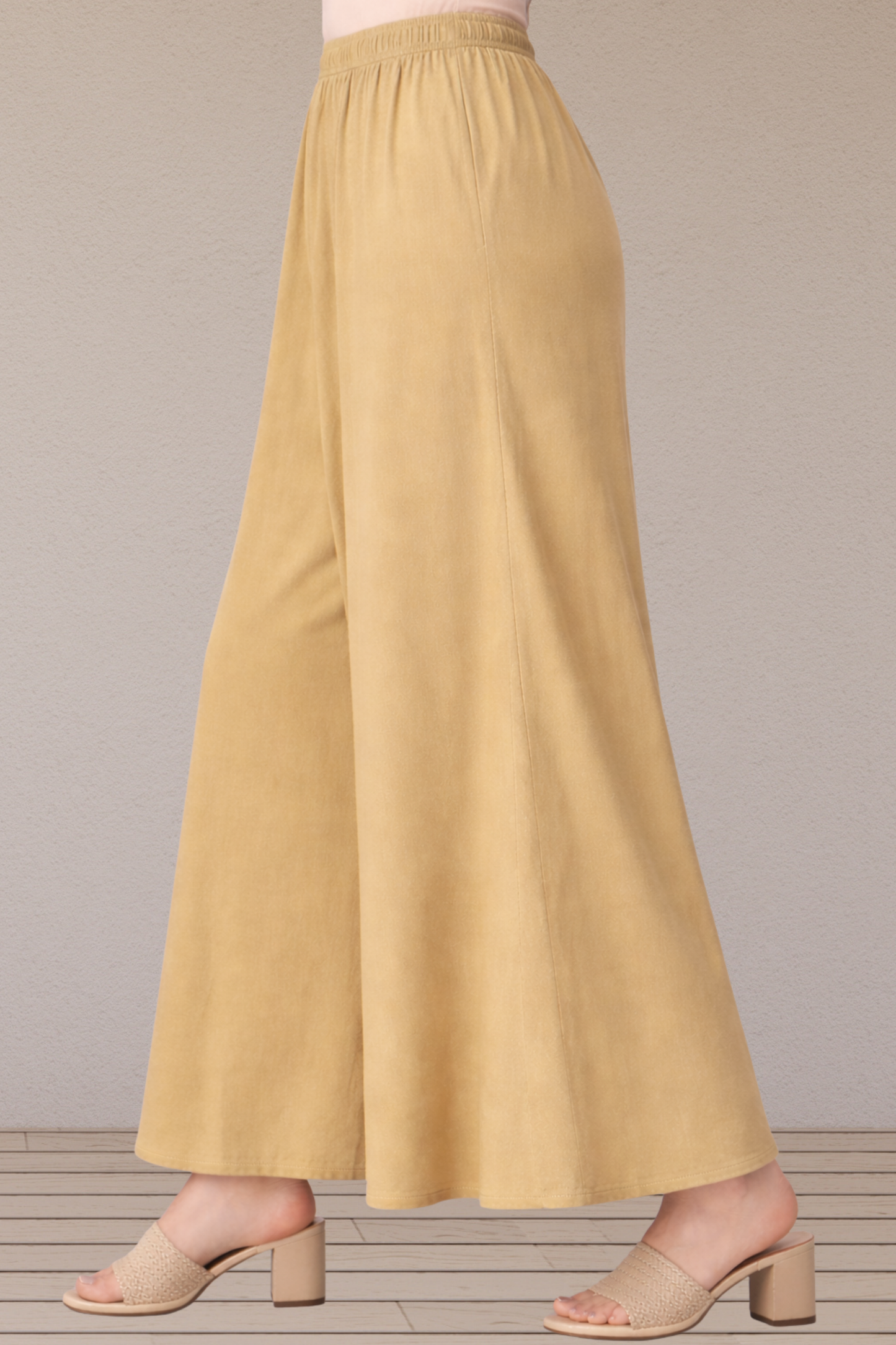 Beige Rayon Skirt Palazzo
