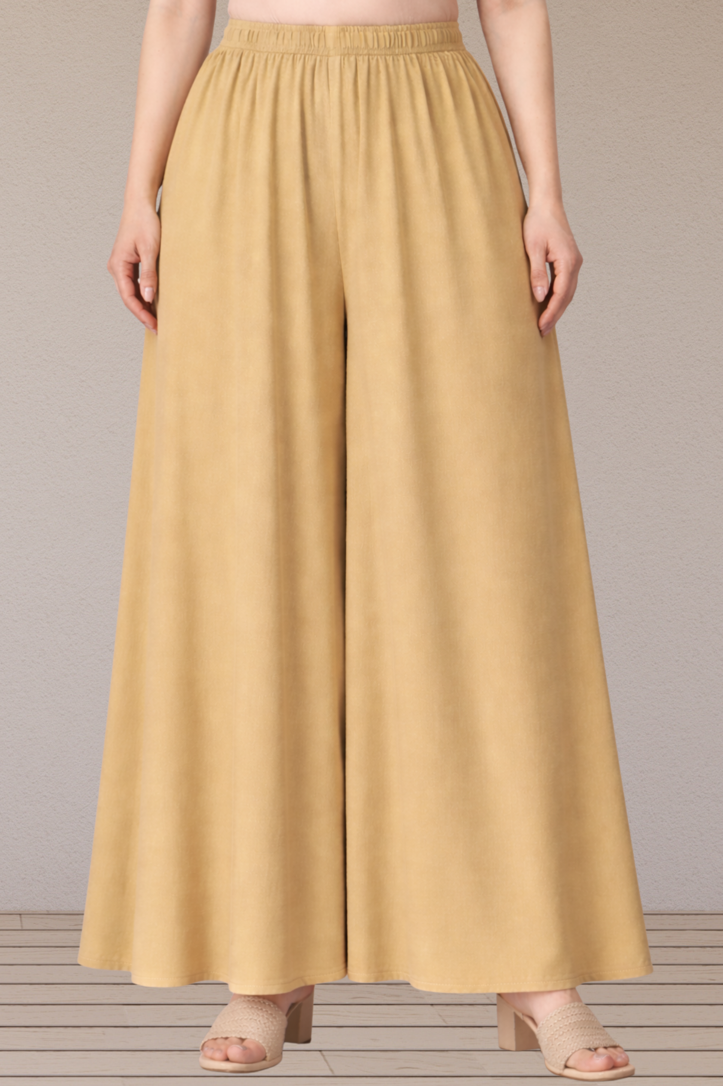 Beige Rayon Skirt Palazzo