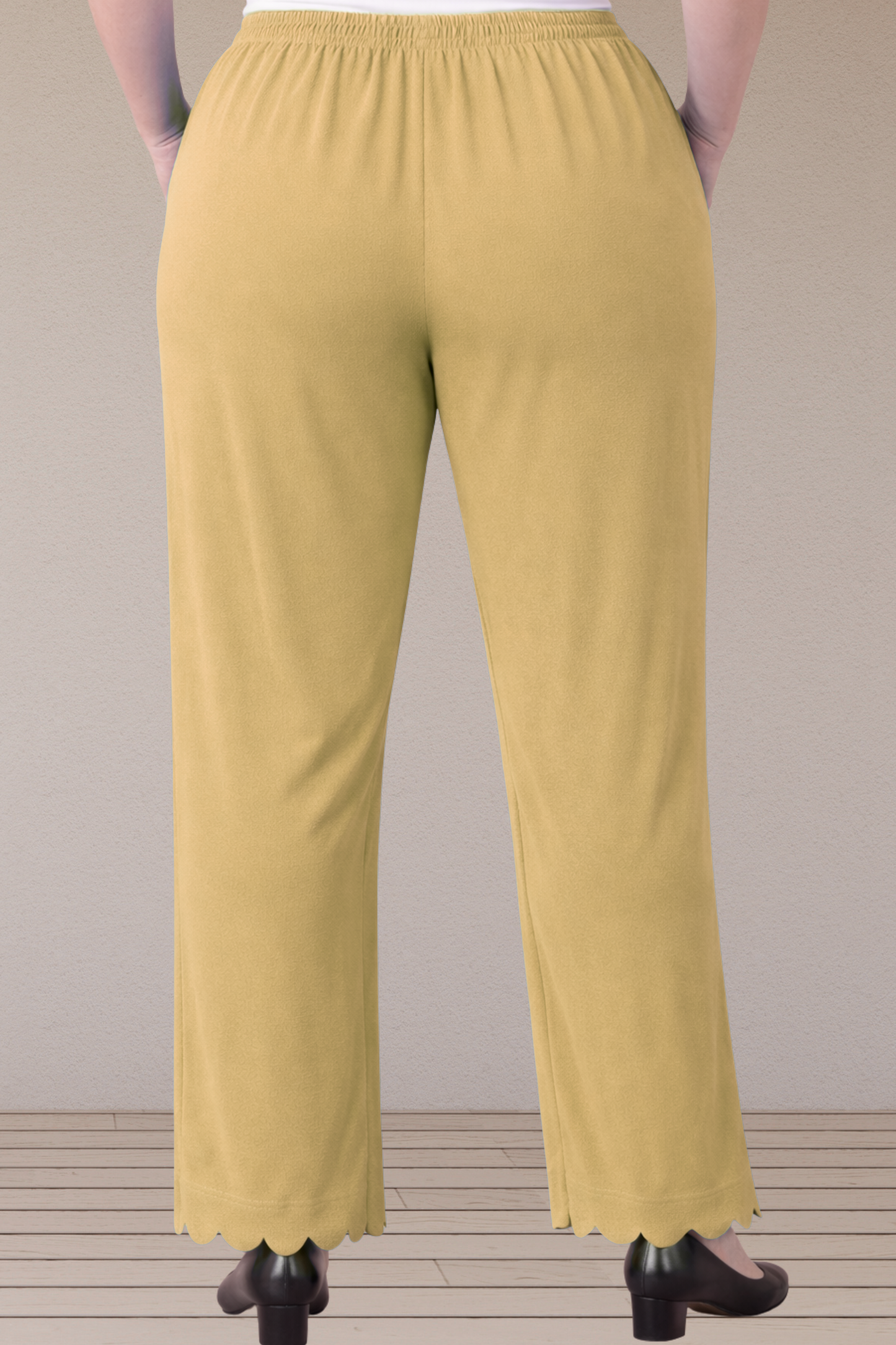 Beige Scallop Cut Palazzo