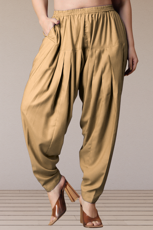 Beige Straight Rayon Salwar Pants