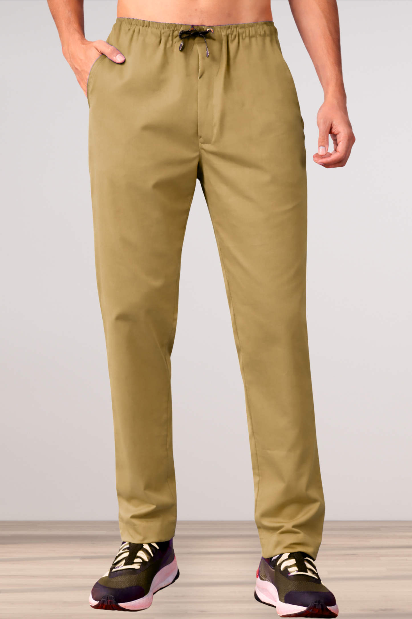Beige Stretch Track Pants