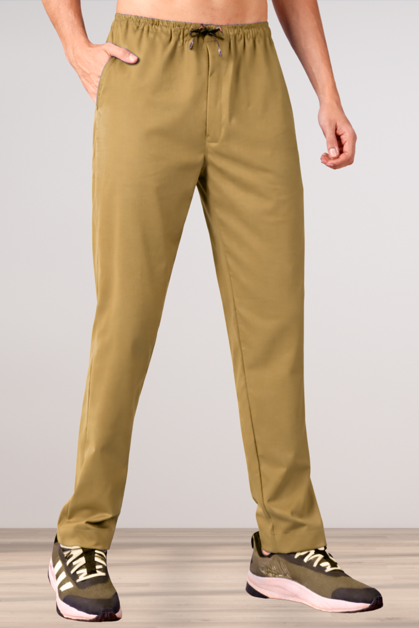 Beige Stretch Track Pants