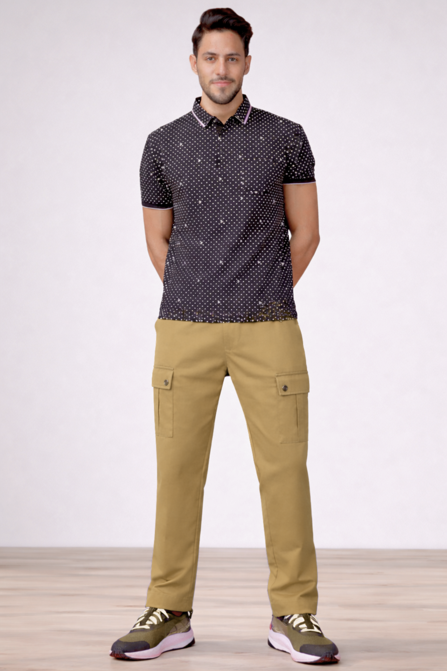 Beige Stretch Cargo Pants