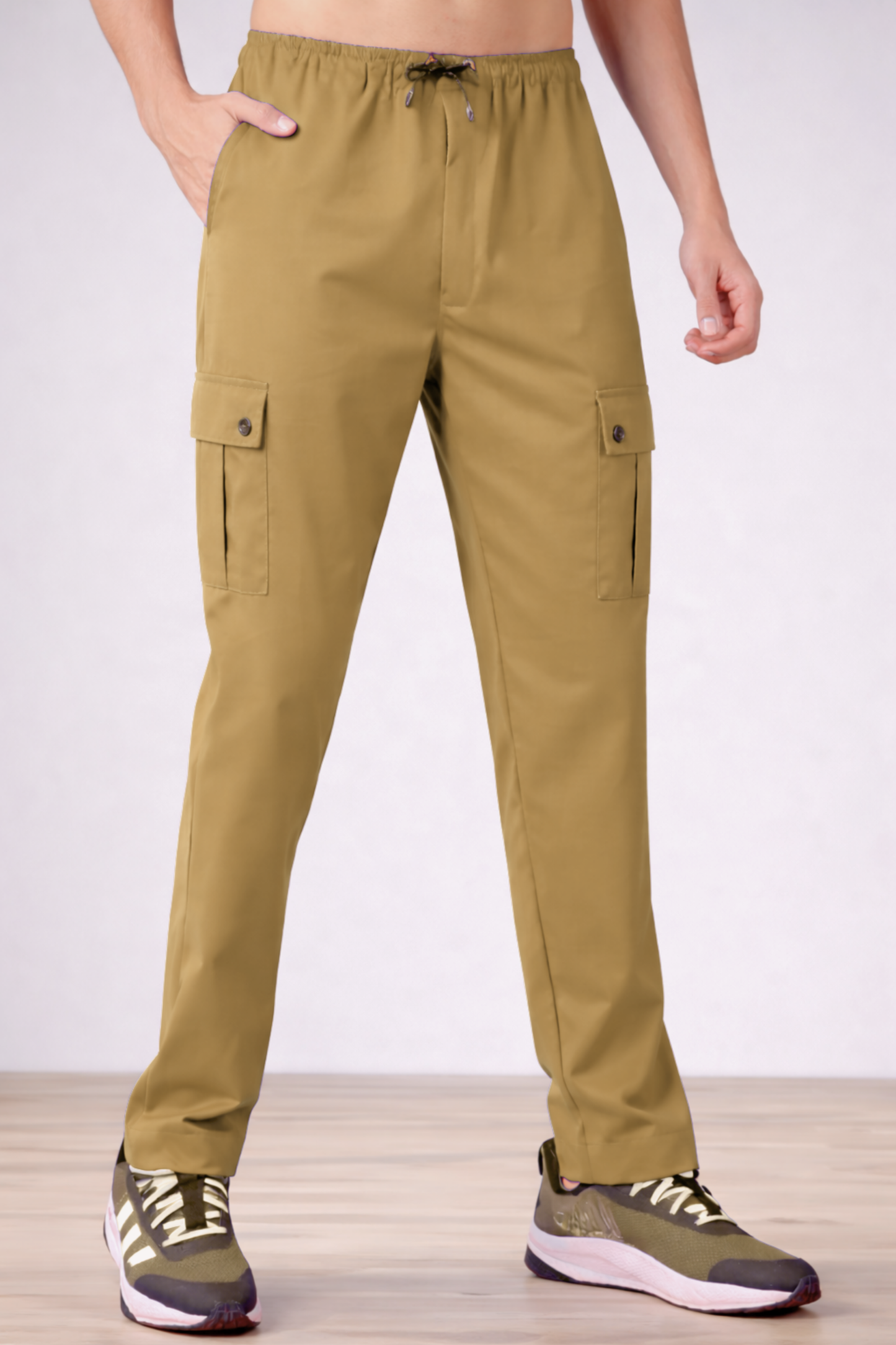 Beige Stretch Cargo Pants