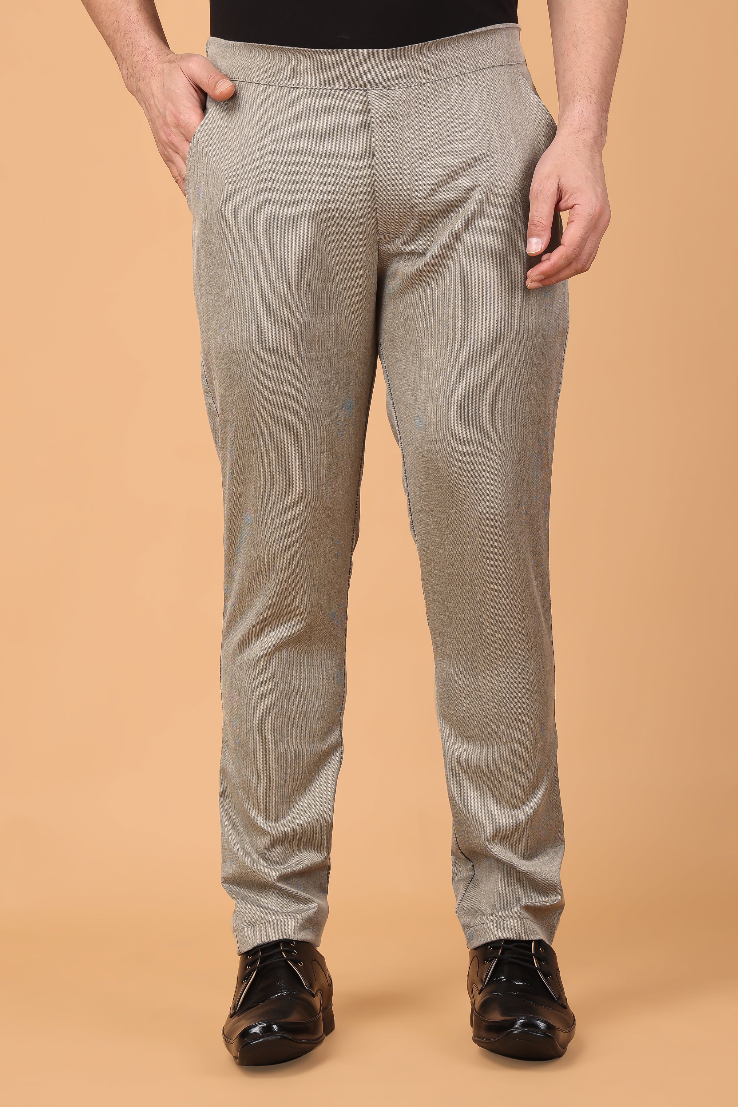 Slim Fit B-91 Formal Brown Striped Trouser - Modek