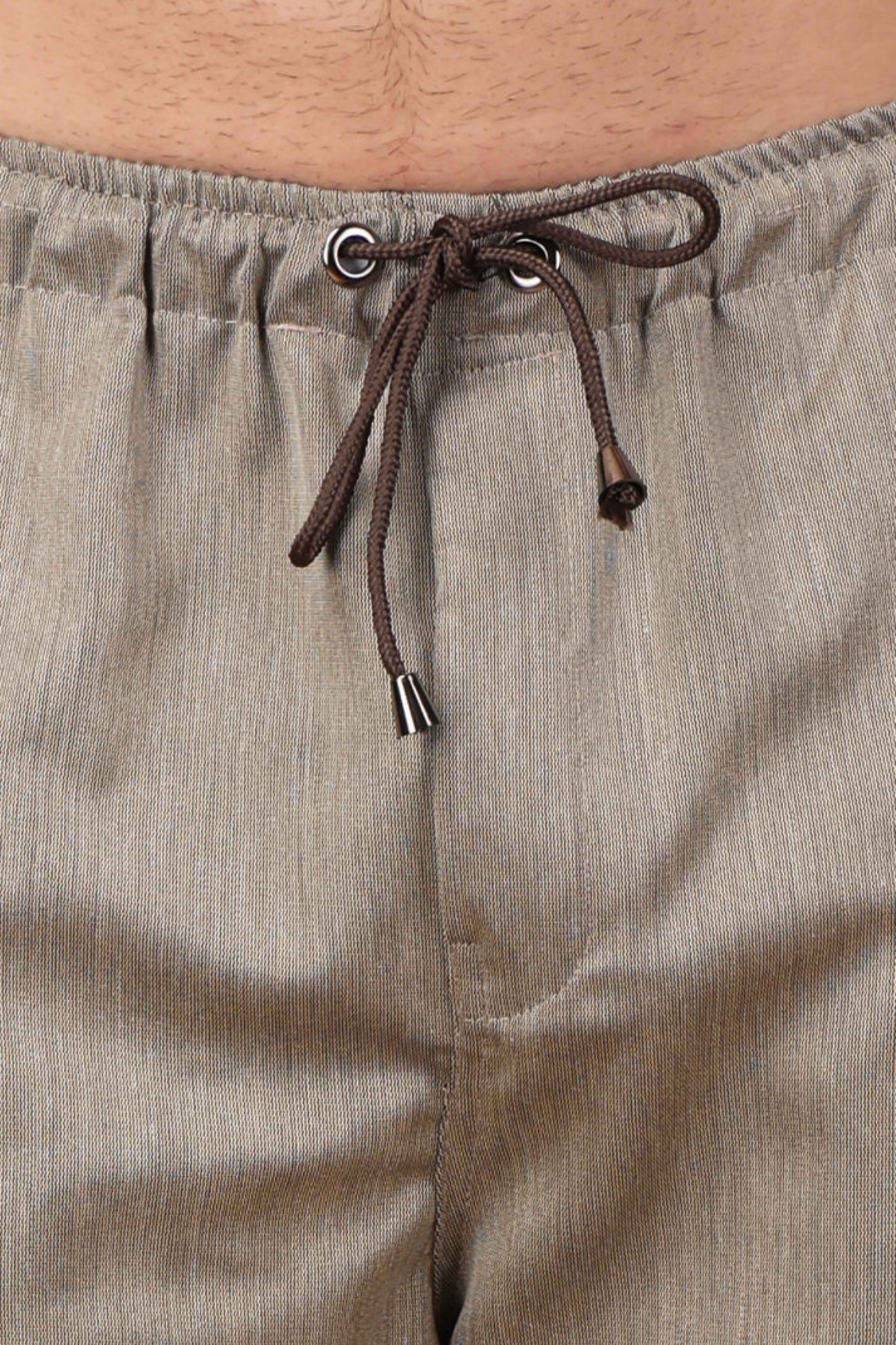 Beige Textured Stretch Cargo Pants