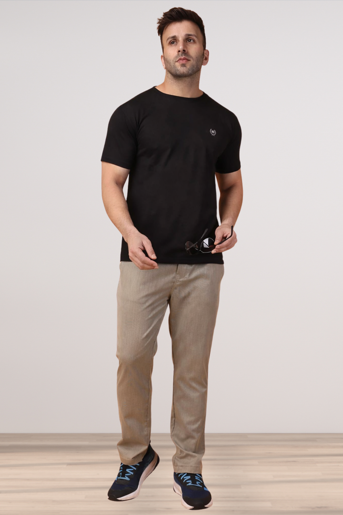 Beige Textured Stretch Track Pants