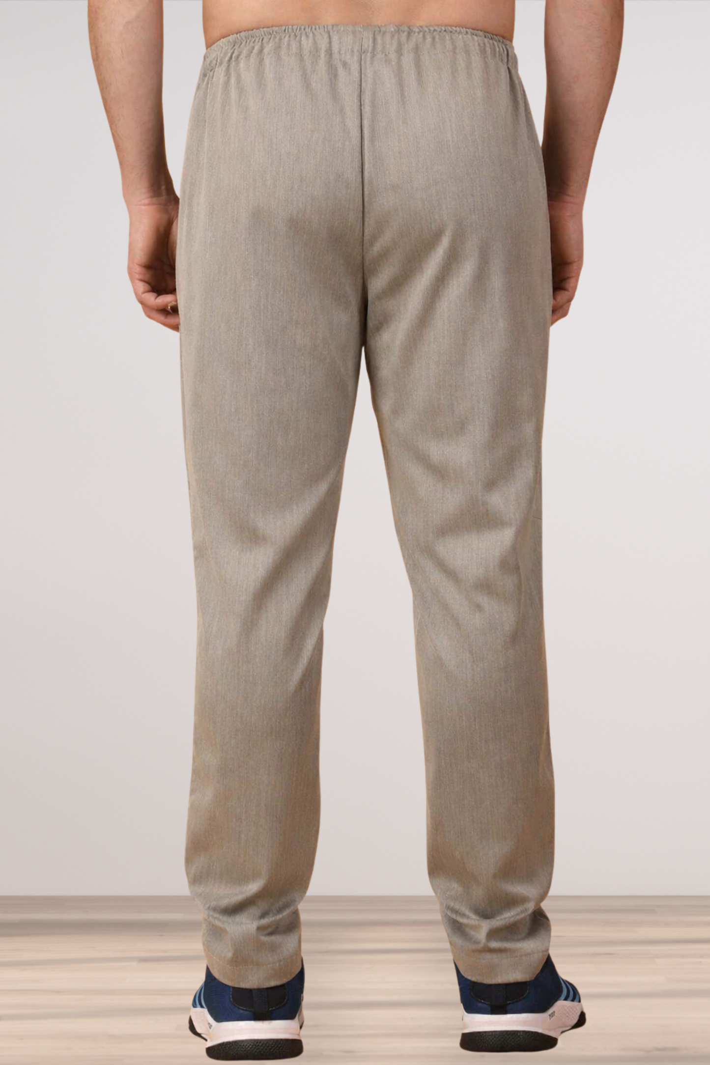 Beige Textured Stretch Track Pants