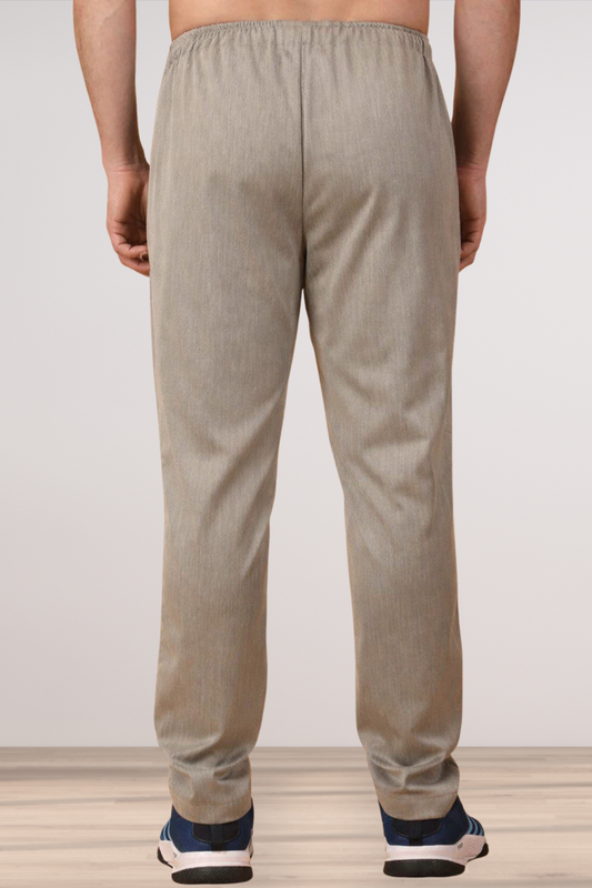 Beige Textured Stretch Track Pants