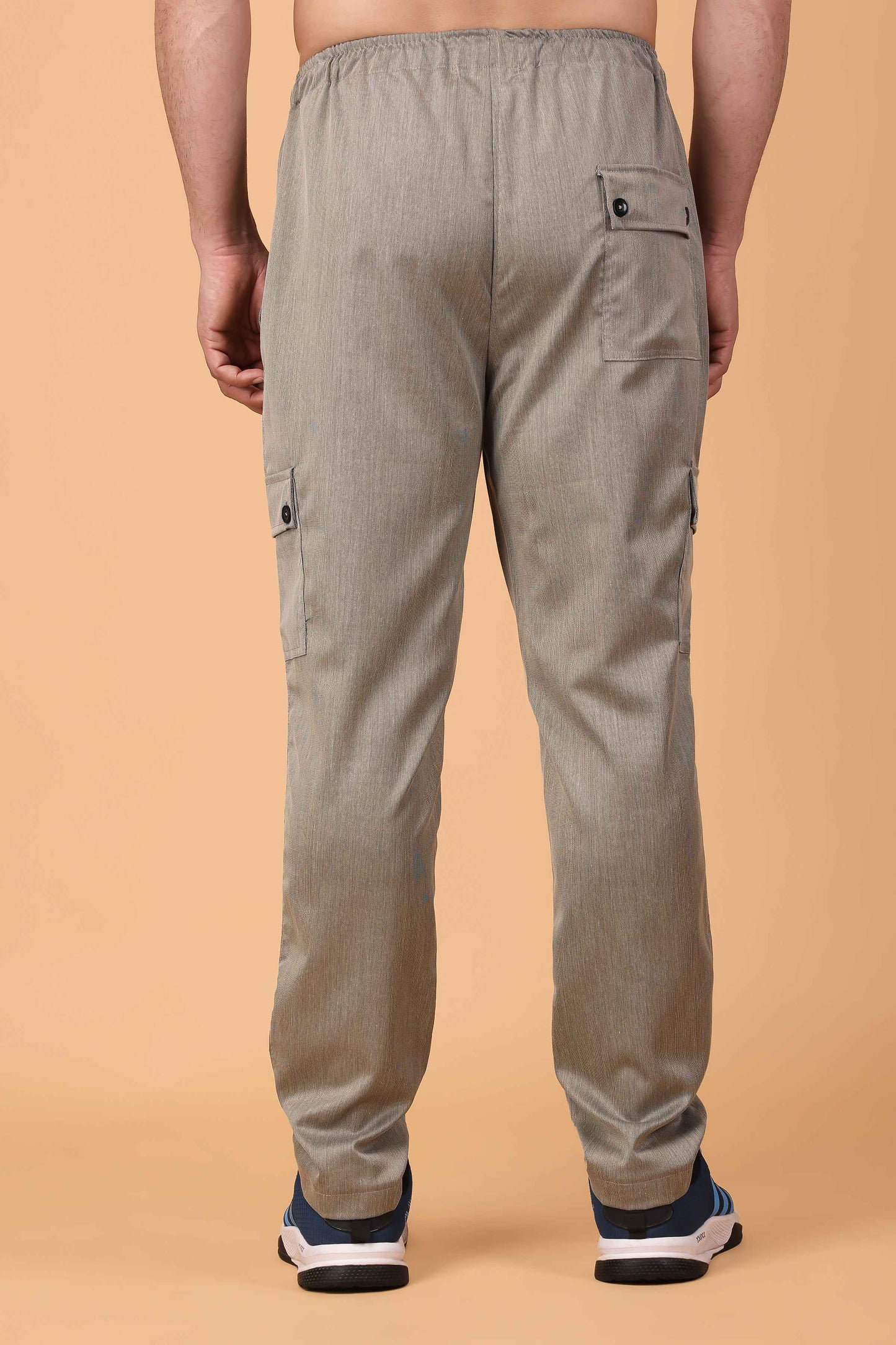 Buy Plus Size ​Beige Textured Stretch Cargo At Apella | Sizes XS to 10 XL | India | Free Delivery | Customized